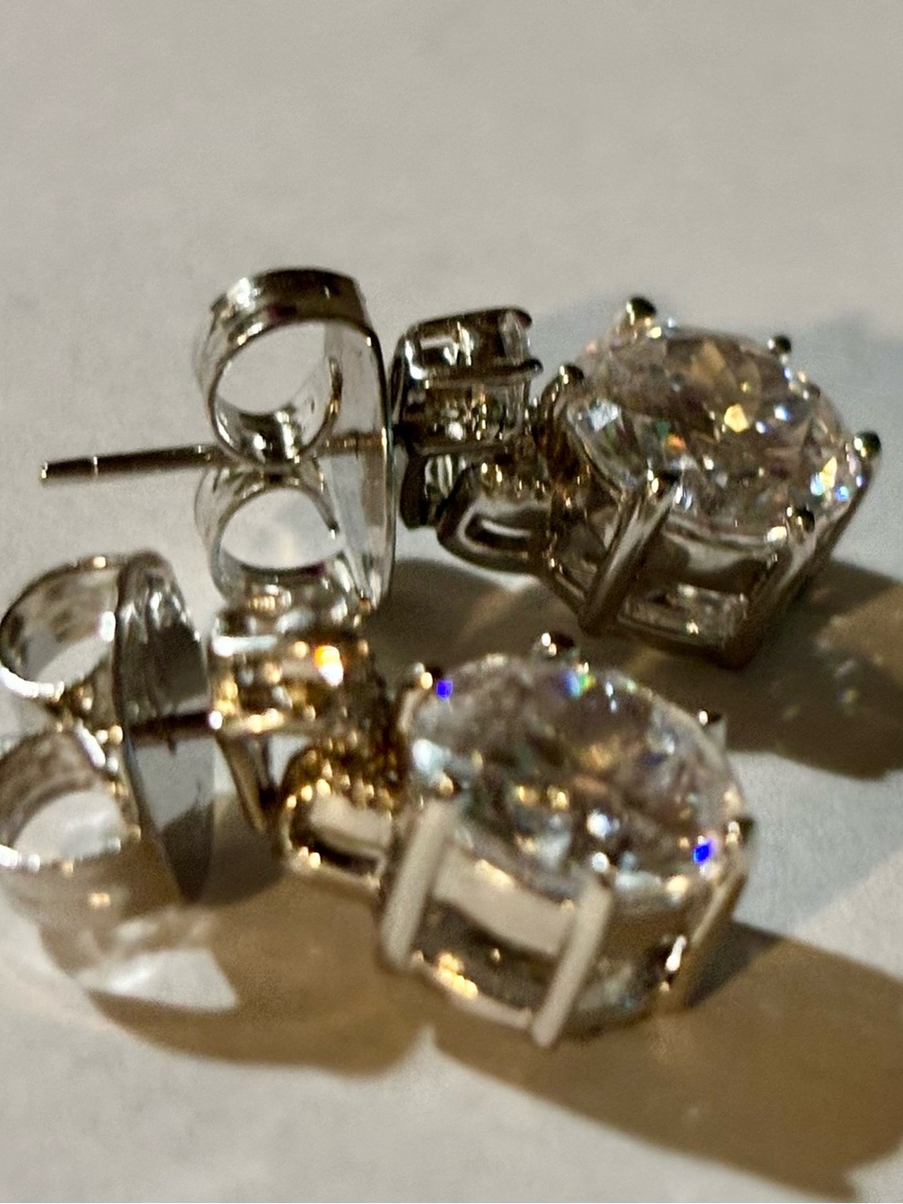 Clear Crystal Round Drop Stud Earrings in Silver-Tone - Picture 7 of 13